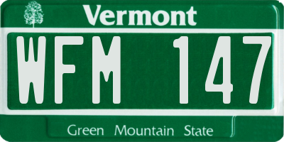 VT license plate WFM147