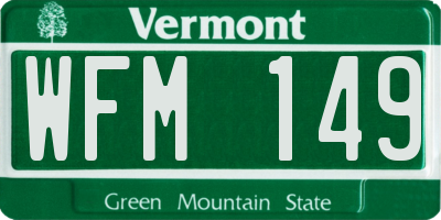 VT license plate WFM149
