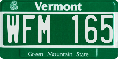 VT license plate WFM165