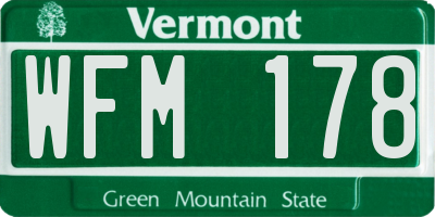 VT license plate WFM178