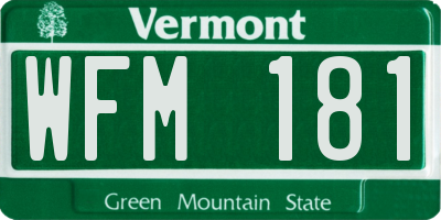 VT license plate WFM181