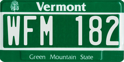 VT license plate WFM182