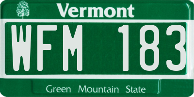 VT license plate WFM183