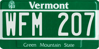 VT license plate WFM207