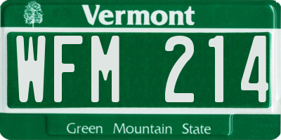 VT license plate WFM214