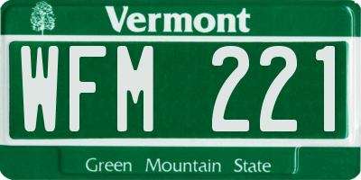 VT license plate WFM221