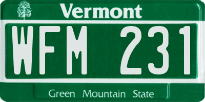 VT license plate WFM231