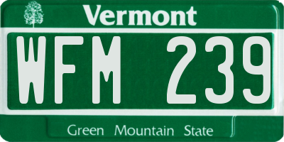 VT license plate WFM239