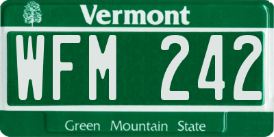 VT license plate WFM242