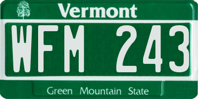 VT license plate WFM243