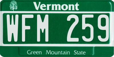 VT license plate WFM259