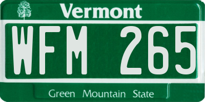 VT license plate WFM265