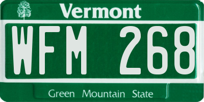 VT license plate WFM268