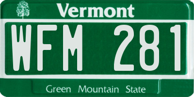 VT license plate WFM281