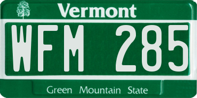 VT license plate WFM285