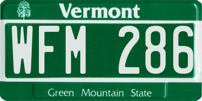 VT license plate WFM286