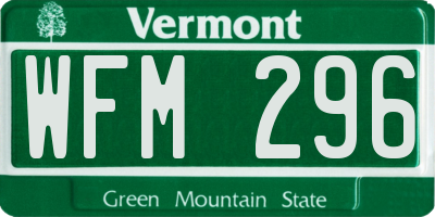 VT license plate WFM296