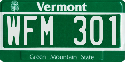 VT license plate WFM301