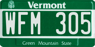VT license plate WFM305