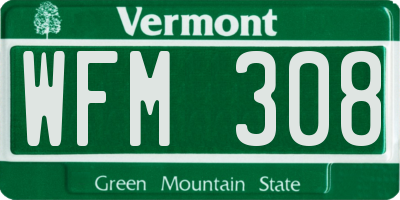 VT license plate WFM308