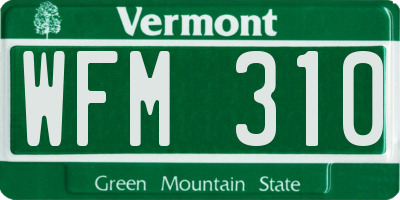 VT license plate WFM310
