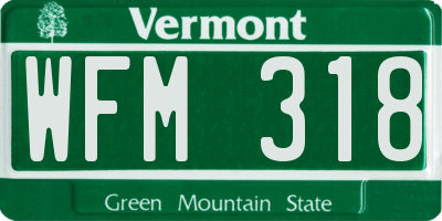 VT license plate WFM318