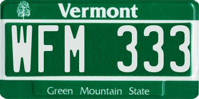 VT license plate WFM333