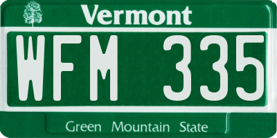 VT license plate WFM335