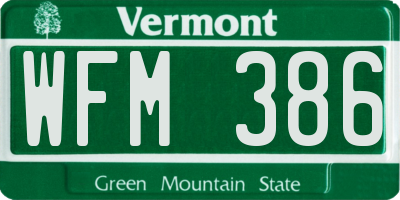VT license plate WFM386