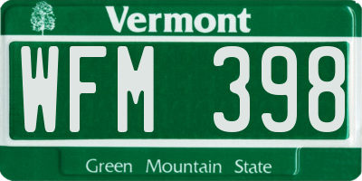 VT license plate WFM398