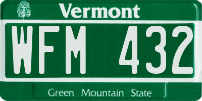 VT license plate WFM432