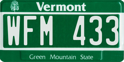VT license plate WFM433