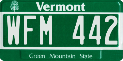 VT license plate WFM442