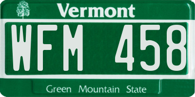 VT license plate WFM458