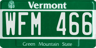 VT license plate WFM466