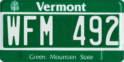 VT license plate WFM492