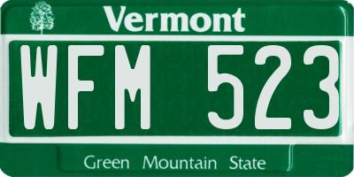 VT license plate WFM523