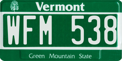 VT license plate WFM538