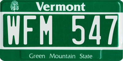 VT license plate WFM547