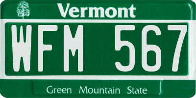 VT license plate WFM567