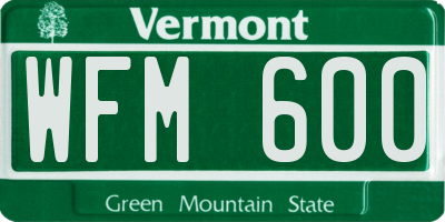 VT license plate WFM600