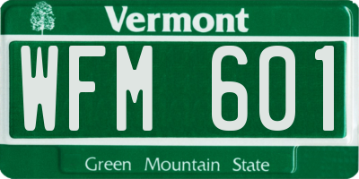 VT license plate WFM601