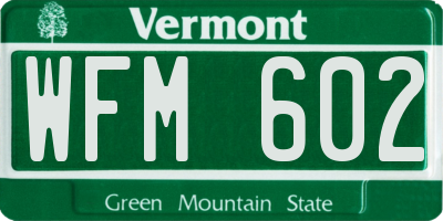 VT license plate WFM602