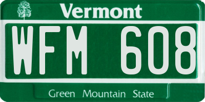 VT license plate WFM608