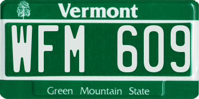 VT license plate WFM609