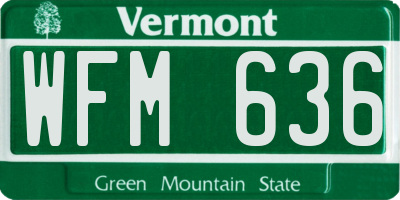 VT license plate WFM636