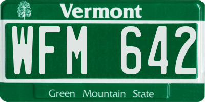 VT license plate WFM642