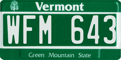VT license plate WFM643