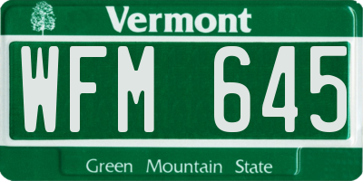 VT license plate WFM645