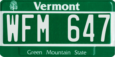 VT license plate WFM647